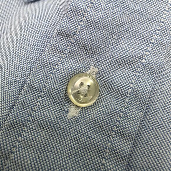 Vintage Lands End Shirt Mens 16 Blue Oxford Cloth Button Down Cotton Long Sleeve - Picture 12 of 16